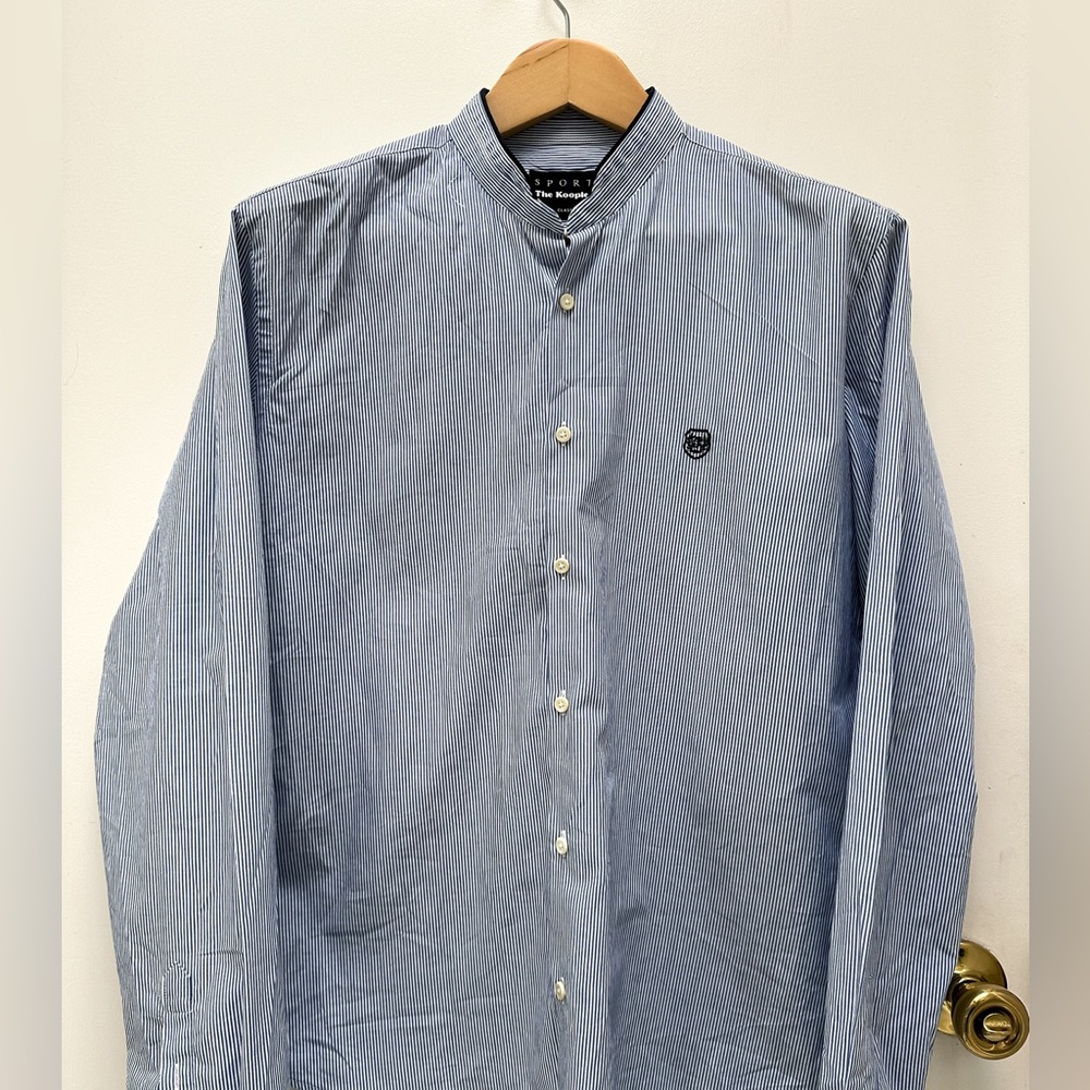 The Kooples Sport Men's Fitted Striped Band Collar LS Button Up Shirt
